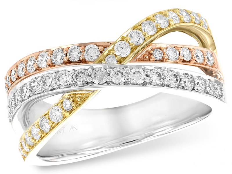 14K Tricolor Anniversary diamond ring by Allison Kaufman